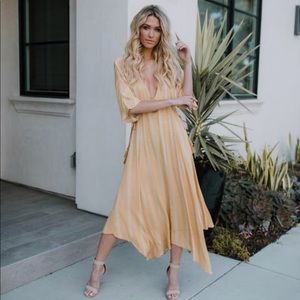 Vici dolls golden sunset yellow midi dress